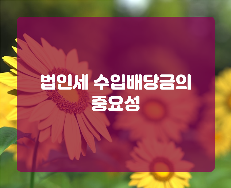 법인세 수입배당금의 중요성
