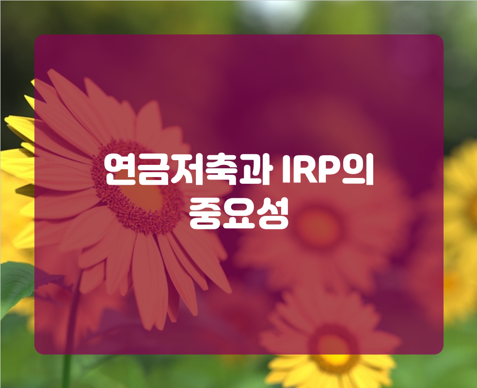 연금저축과 IRP의 중요성