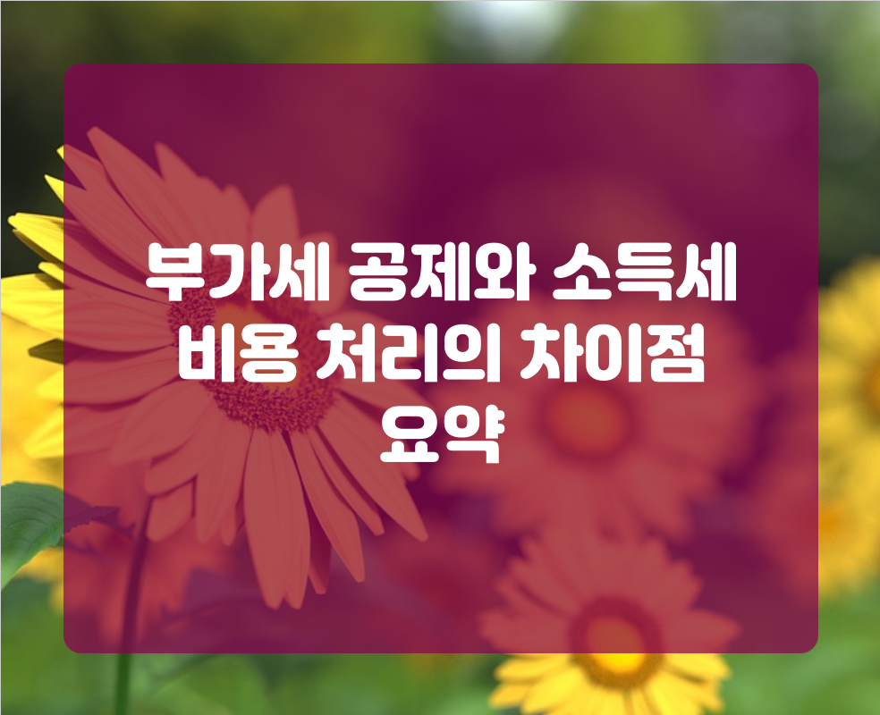 부가세 공제와 소득세 비용 처리의 차이점 요약