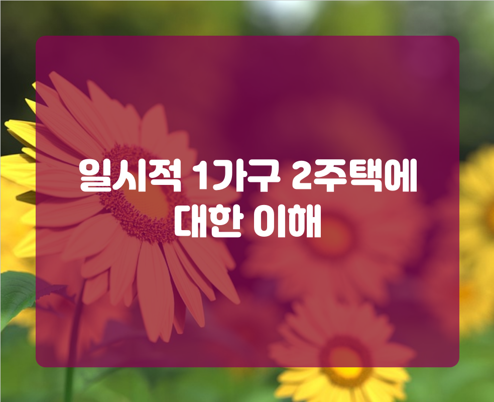 일시적 1가구 2주택에 대한 이해