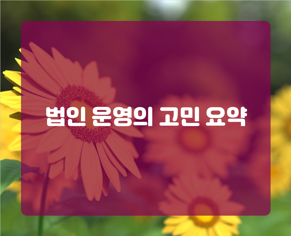 법인 운영의 고민 요약