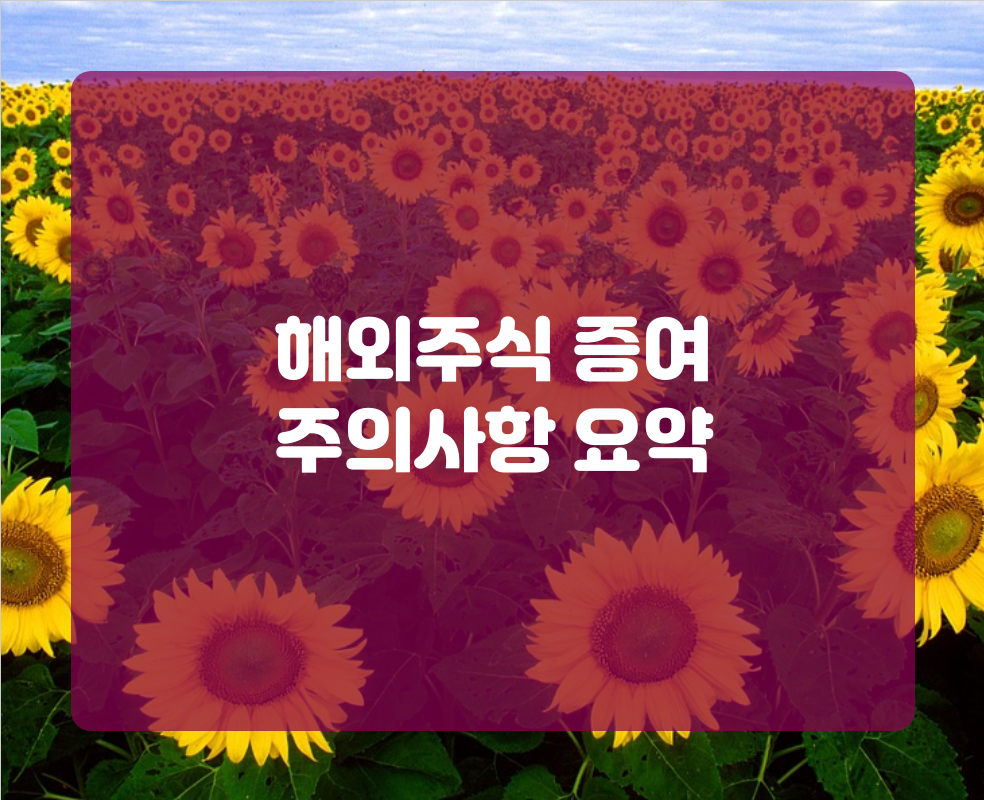 해외주식 증여 주의사항 요약