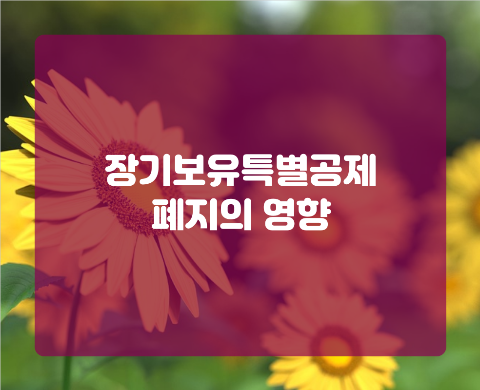 장기보유특별공제 폐지의 영향