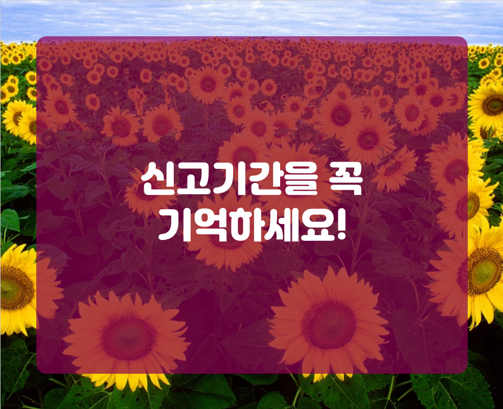 신고기간을 꼭 기억하세요!