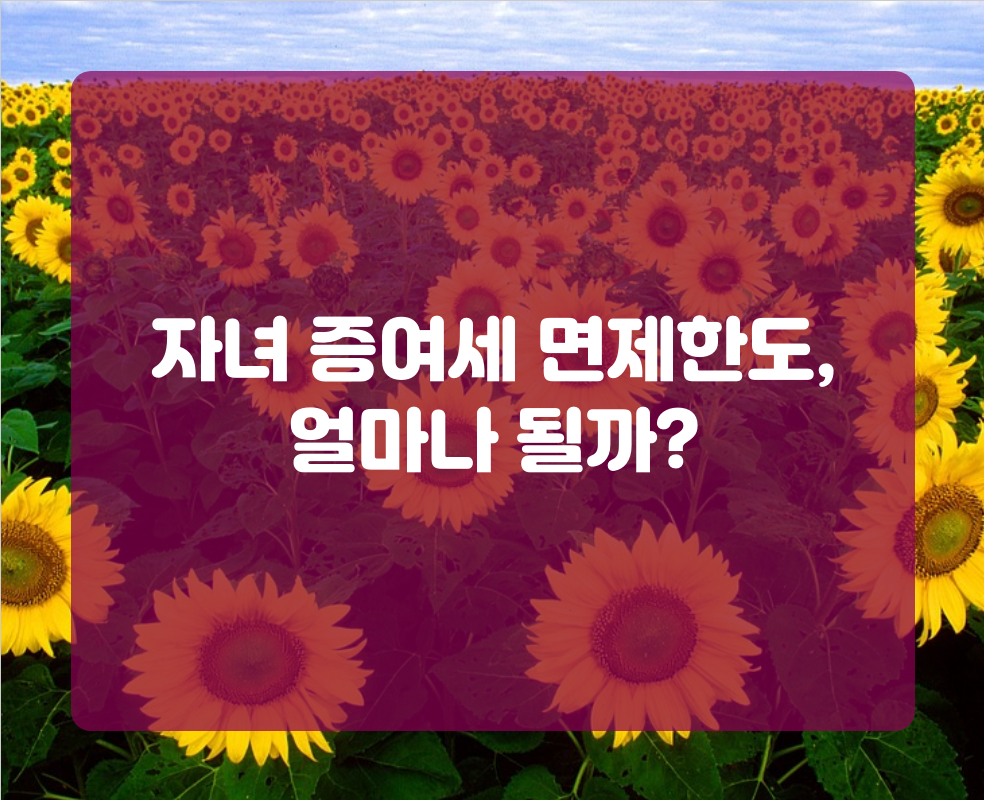 자녀 증여세 면제한도, 얼마나 될까?
