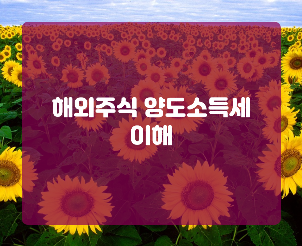 해외주식 양도소득세 이해