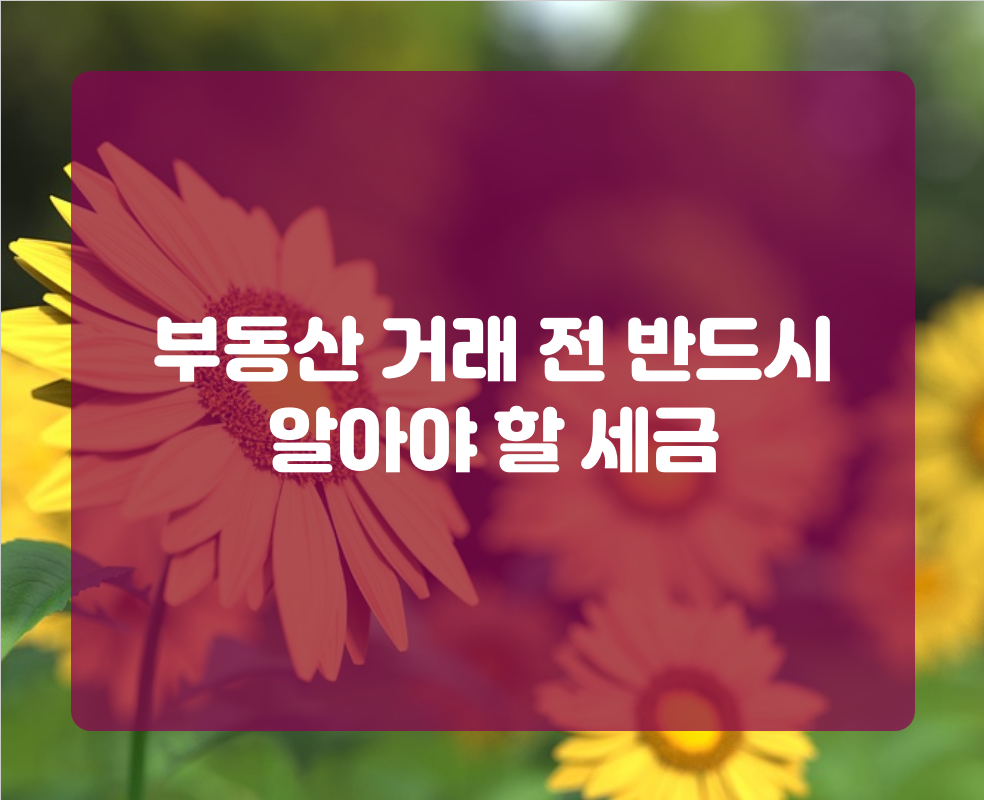 부동산 거래 전 반드시 알아야 할 세금