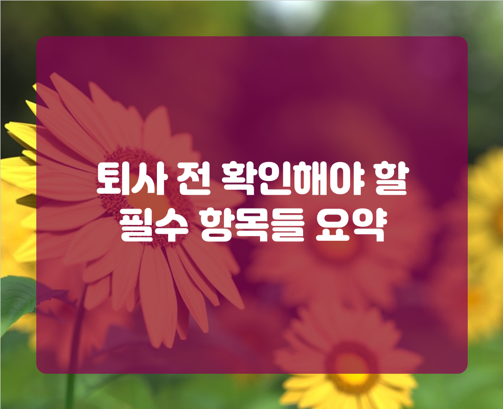 퇴사 전 확인해야 할 필수 항목들 요약