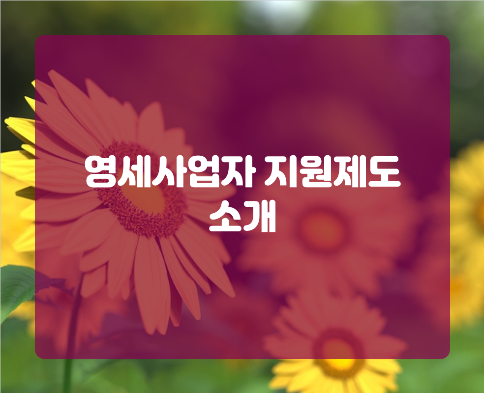 영세사업자 지원제도 소개