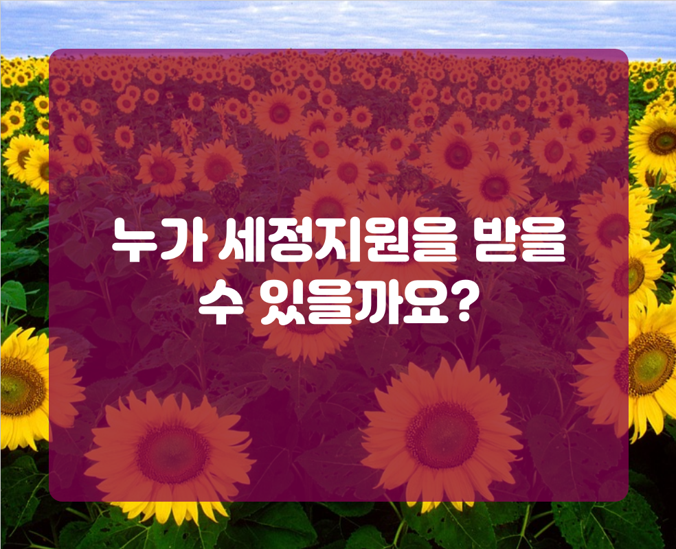 누가 세정지원을 받을 수 있을까요?