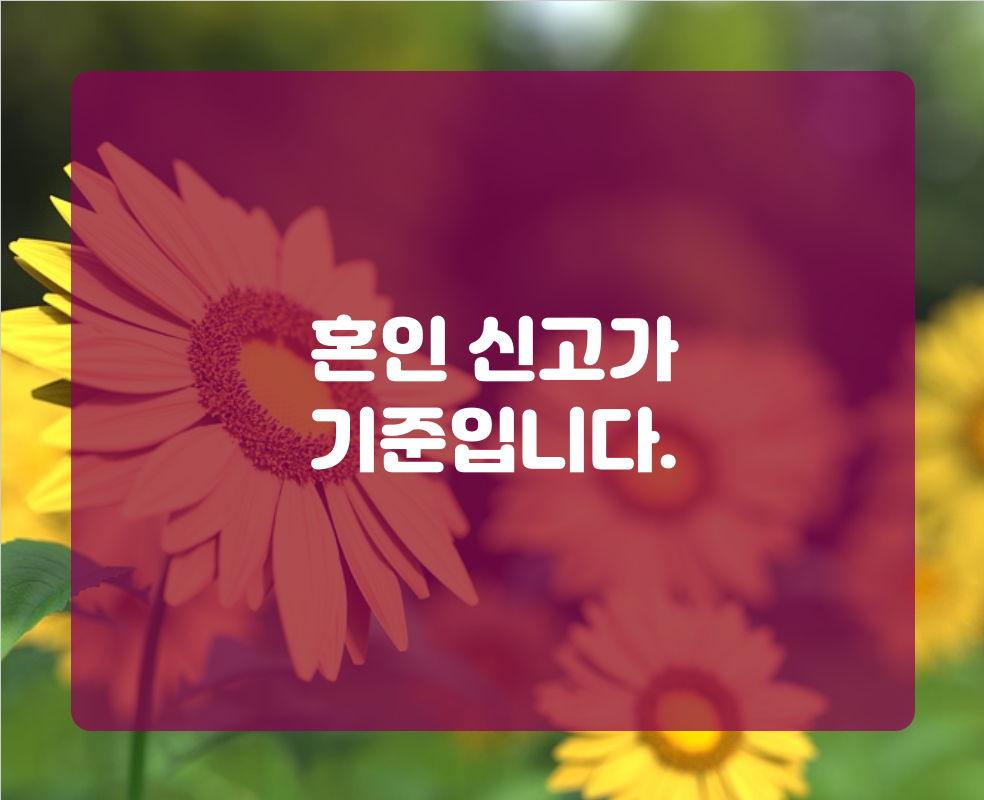 혼인 신고가 기준입니다.