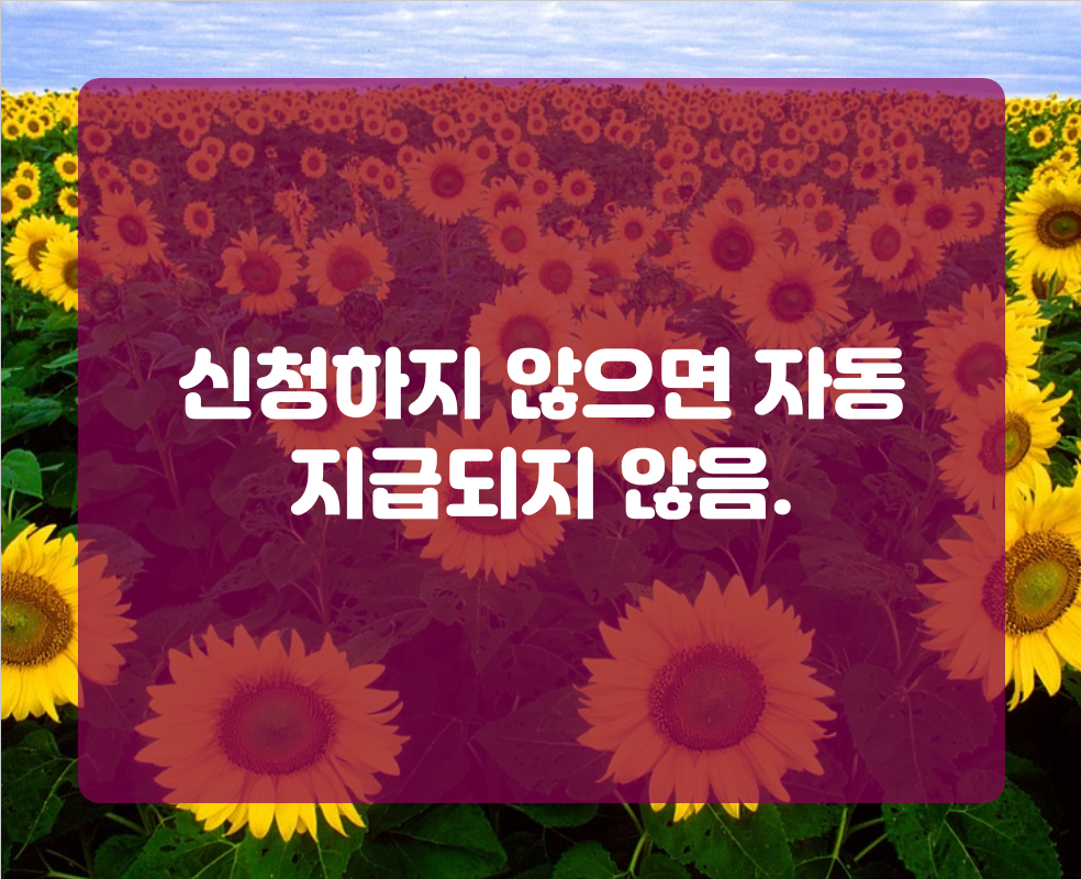 신청하지 않으면 자동 지급되지 않음.