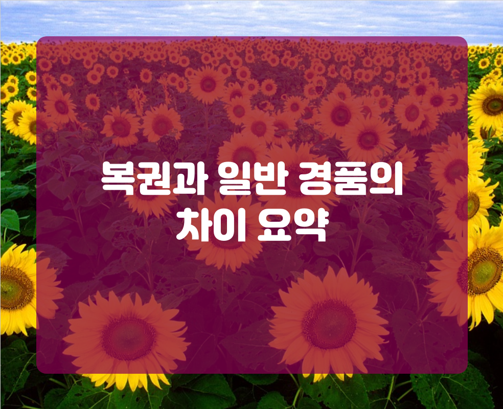 복권과 일반 경품의 차이 요약